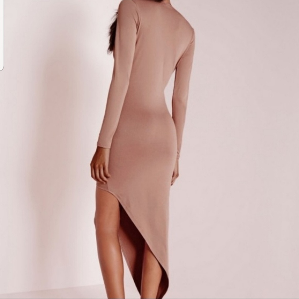 Missguided Long Sleeve Plunging Asymmetrical Dress - Picture 3 of 8